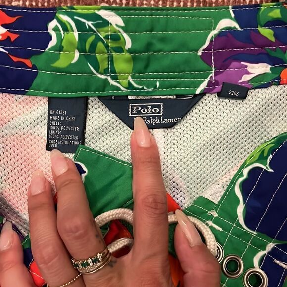 Polo by Ralph Lauren Men's Hawaiian Board Shorts-  Swim Trunks Tropical Green - Picture 3 of 9